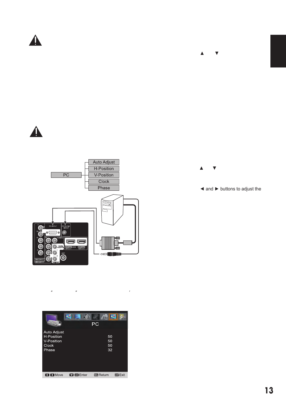 Pc connections, Pc monitor operation, Pc menu navigation map | Sanyo DP55441 User Manual | Page 14 / 32