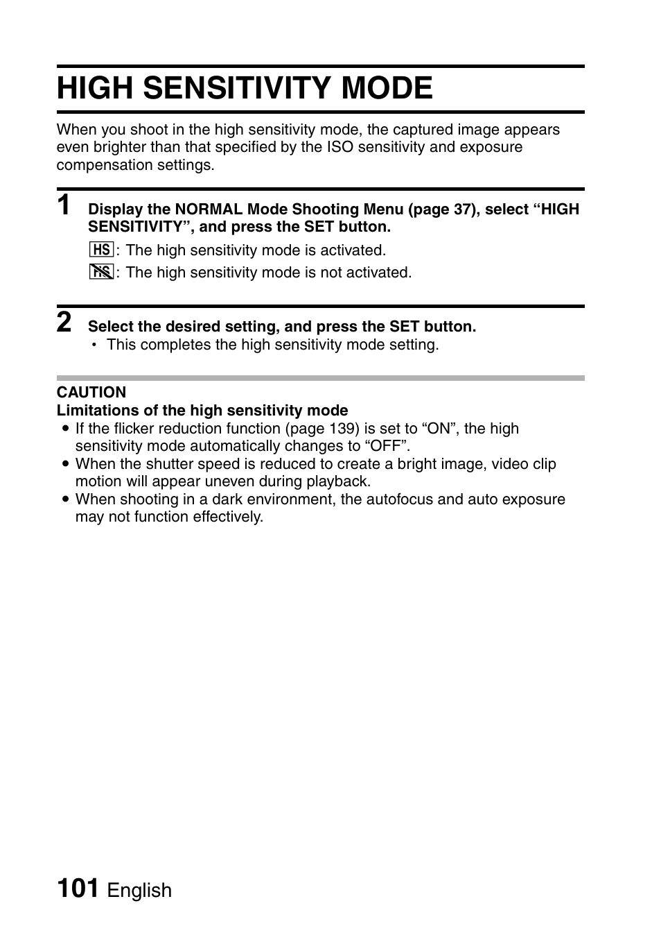 High sensitivity mode | Sanyo VPC-CG9EX User Manual | Page 108 / 220