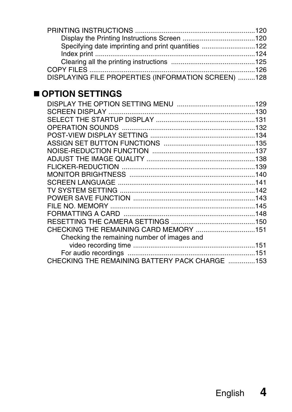 English, Option settings | Sanyo VPC-CG9EX User Manual | Page 11 / 220