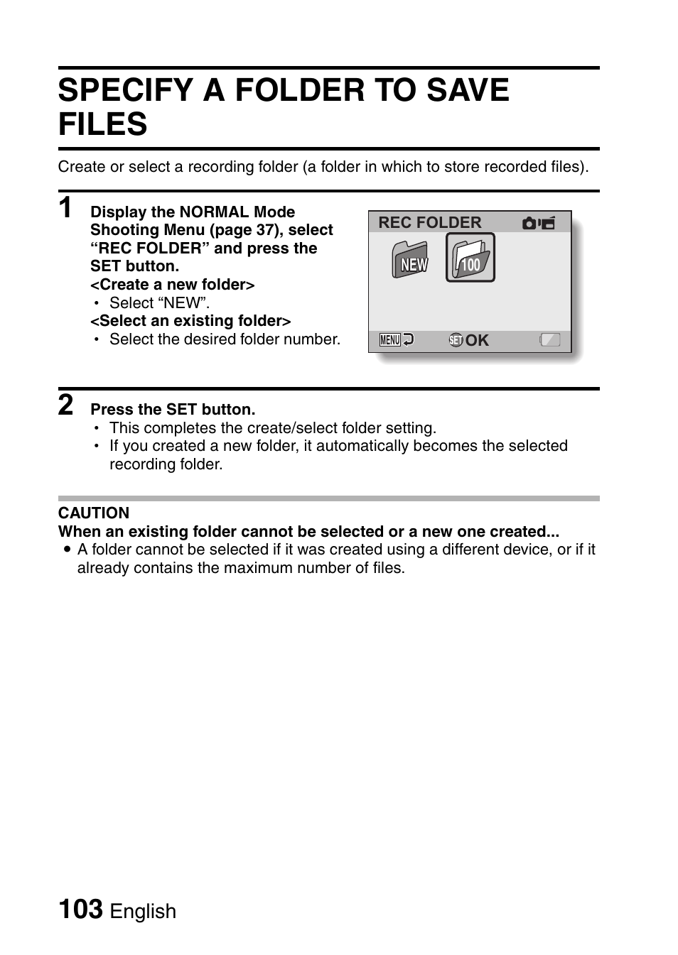 Specify a folder to save files | Sanyo VPC-CG9EX User Manual | Page 110 / 220
