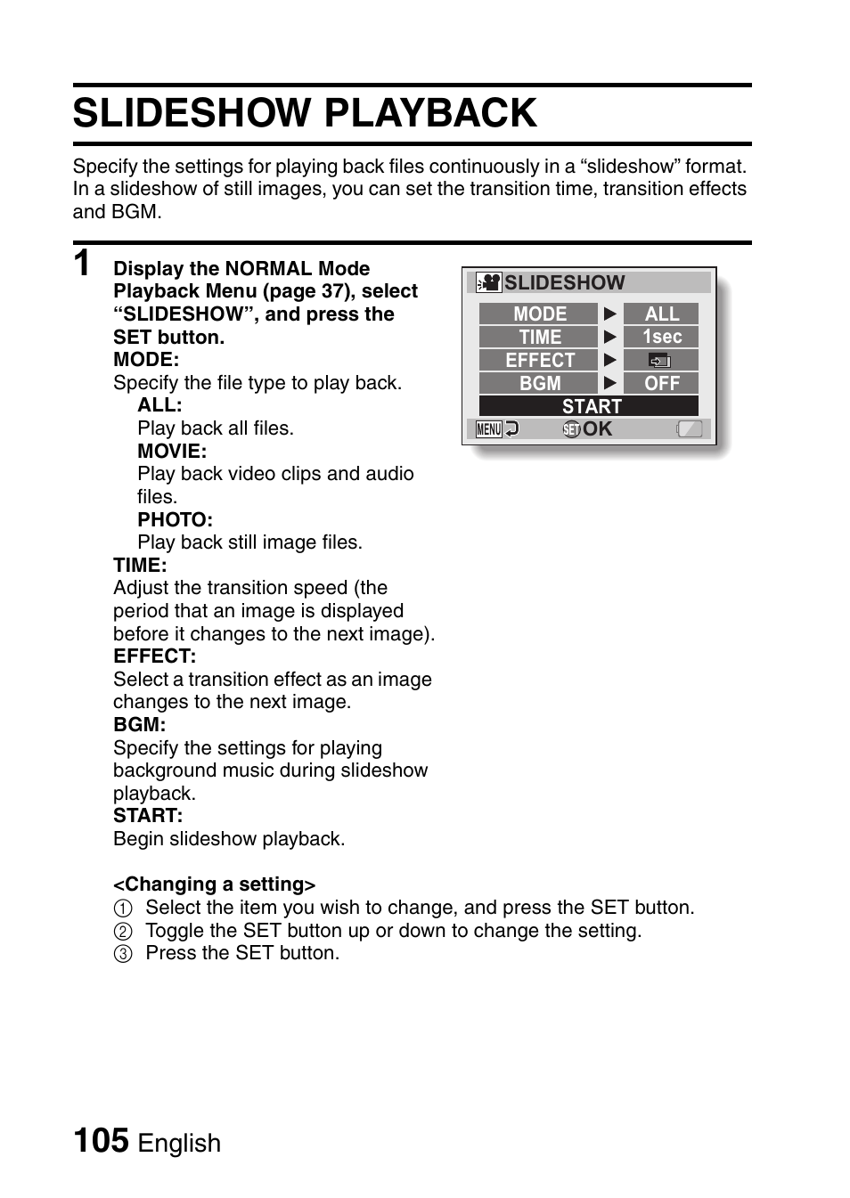 Slideshow playback, English | Sanyo VPC-CG9EX User Manual | Page 112 / 220