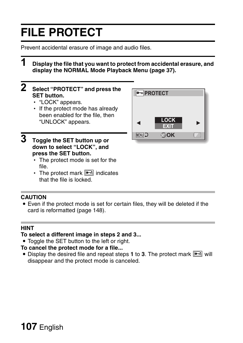 File protect | Sanyo VPC-CG9EX User Manual | Page 114 / 220