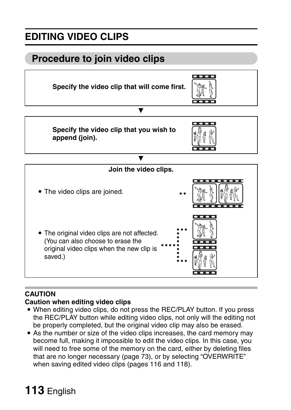 Editing video clips procedure to join video clips, English | Sanyo VPC-CG9EX User Manual | Page 120 / 220