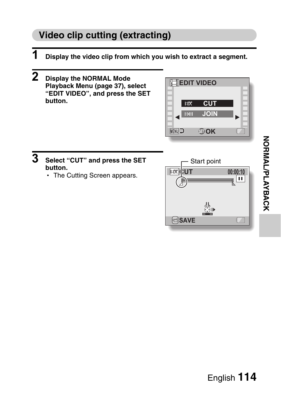 Video clip cutting (extracting) | Sanyo VPC-CG9EX User Manual | Page 121 / 220