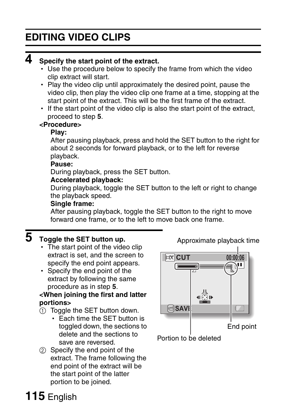 Editing video clips, English | Sanyo VPC-CG9EX User Manual | Page 122 / 220