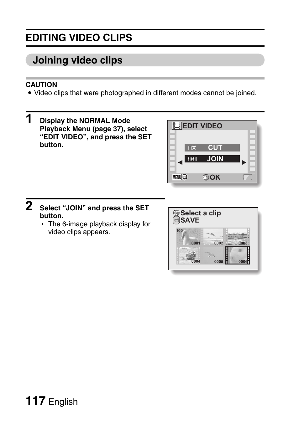 Editing video clips joining video clips, English | Sanyo VPC-CG9EX User Manual | Page 124 / 220