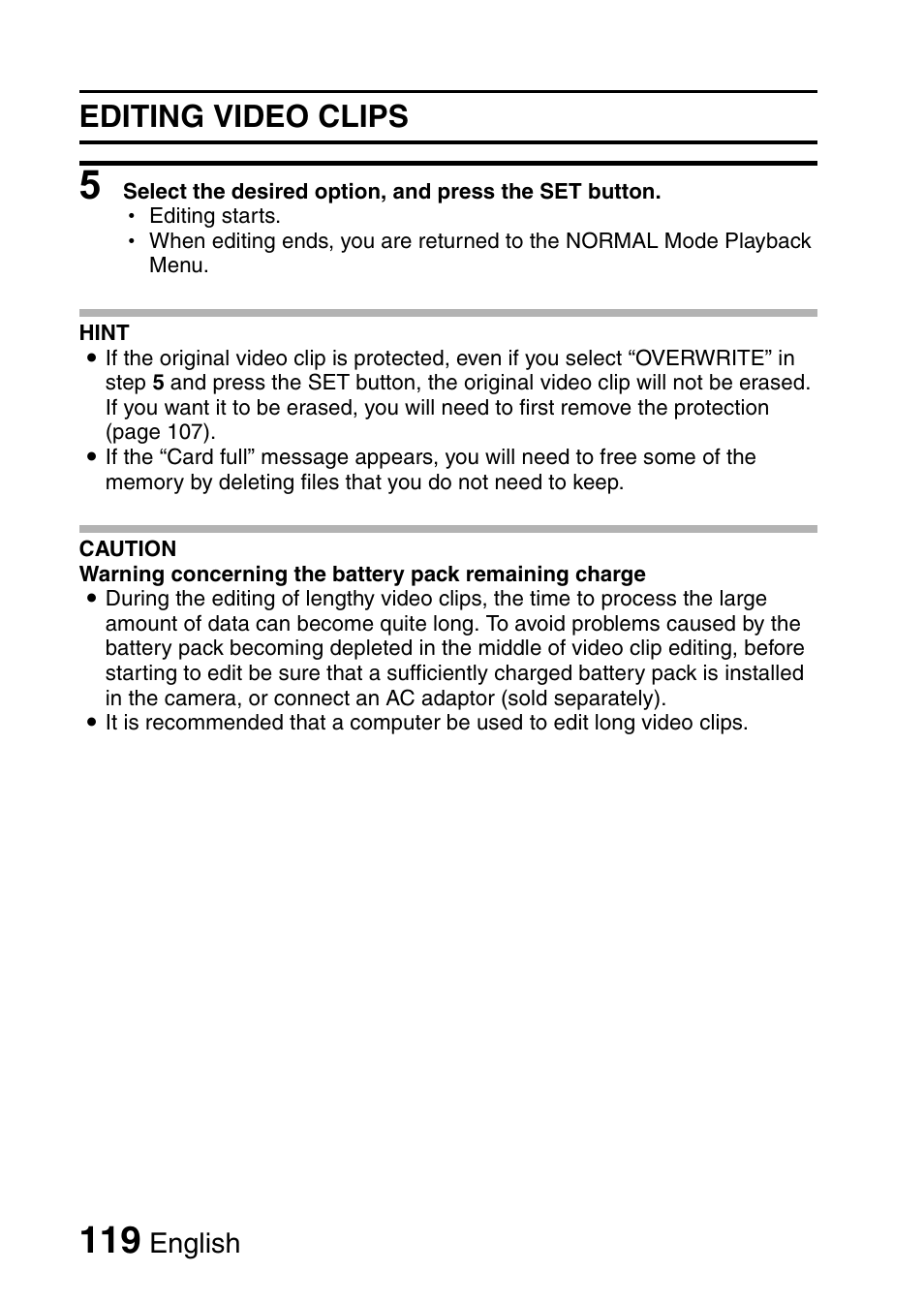 Editing video clips, English | Sanyo VPC-CG9EX User Manual | Page 126 / 220