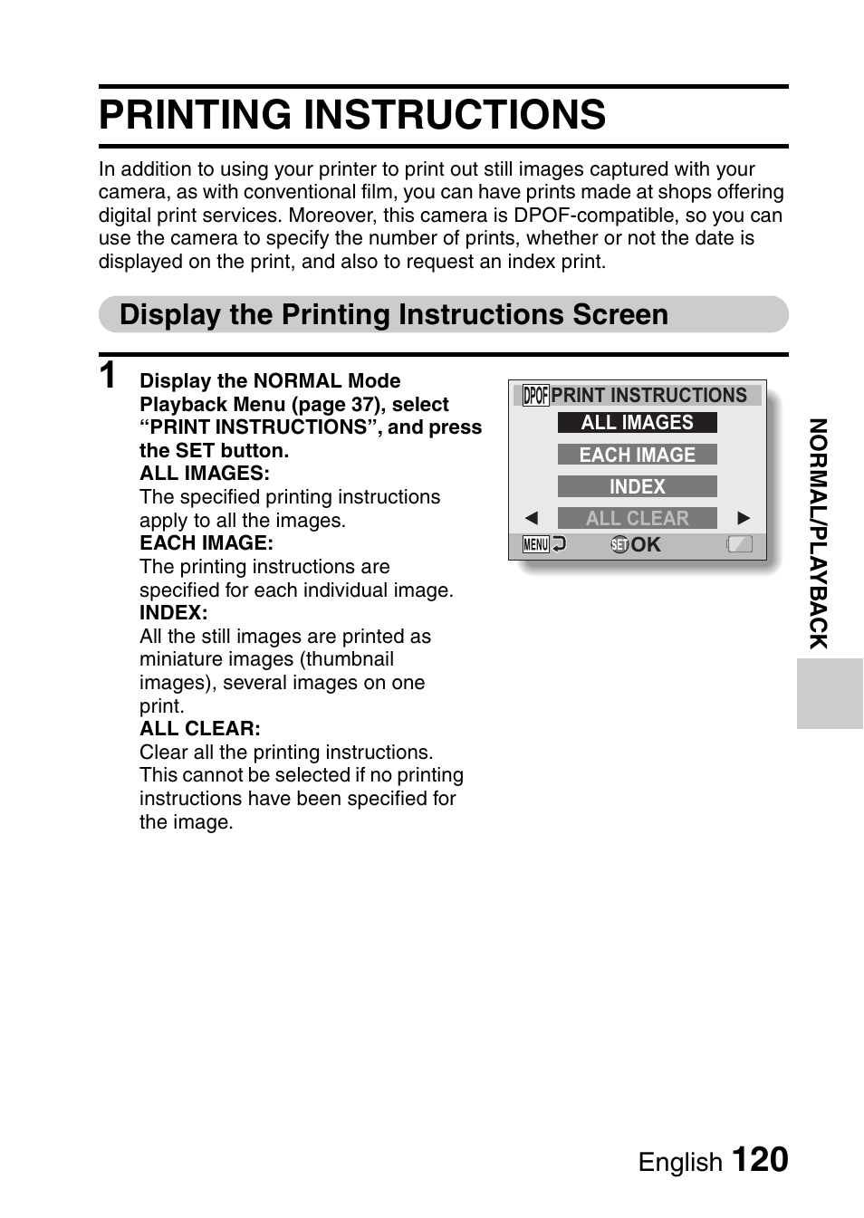 Printing instructions, Display the printing instructions screen | Sanyo VPC-CG9EX User Manual | Page 127 / 220