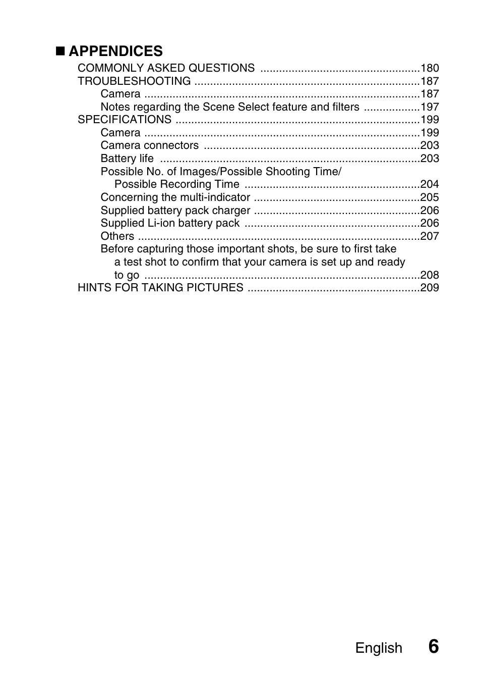 English, Appendices | Sanyo VPC-CG9EX User Manual | Page 13 / 220