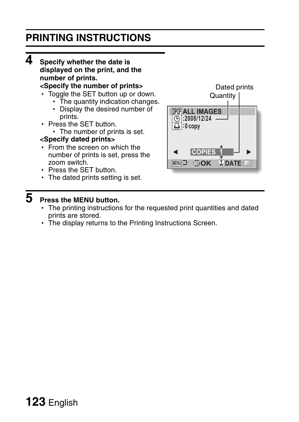 Printing instructions, English | Sanyo VPC-CG9EX User Manual | Page 130 / 220