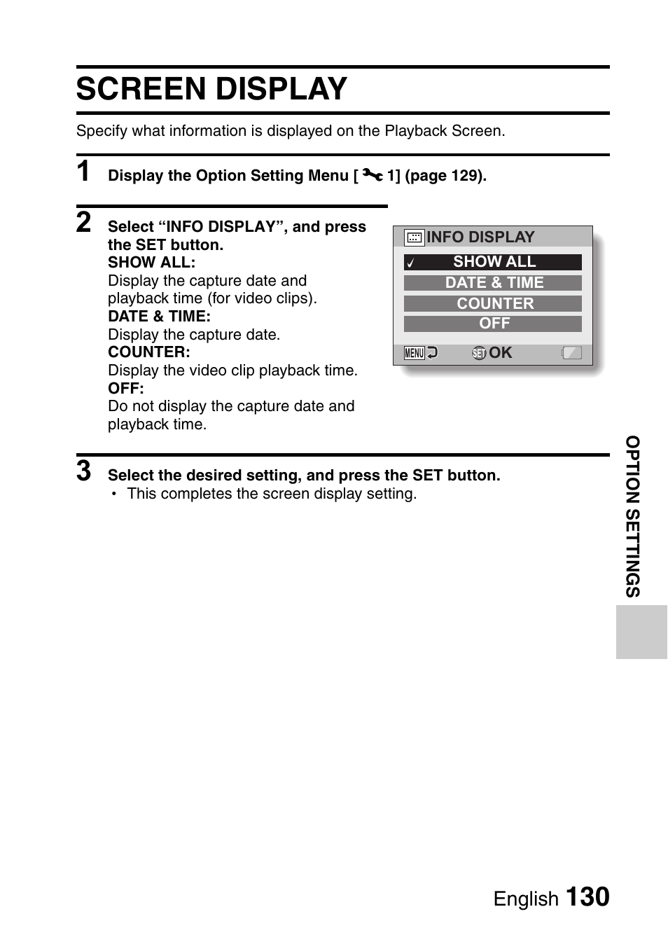 Screen display | Sanyo VPC-CG9EX User Manual | Page 137 / 220