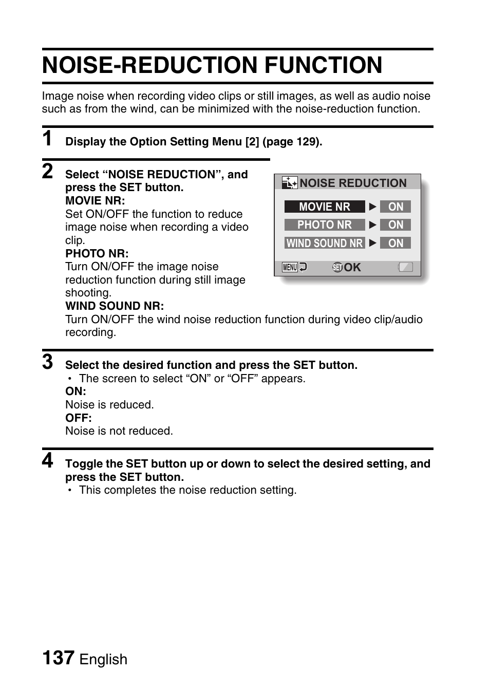 Noise-reduction function | Sanyo VPC-CG9EX User Manual | Page 144 / 220