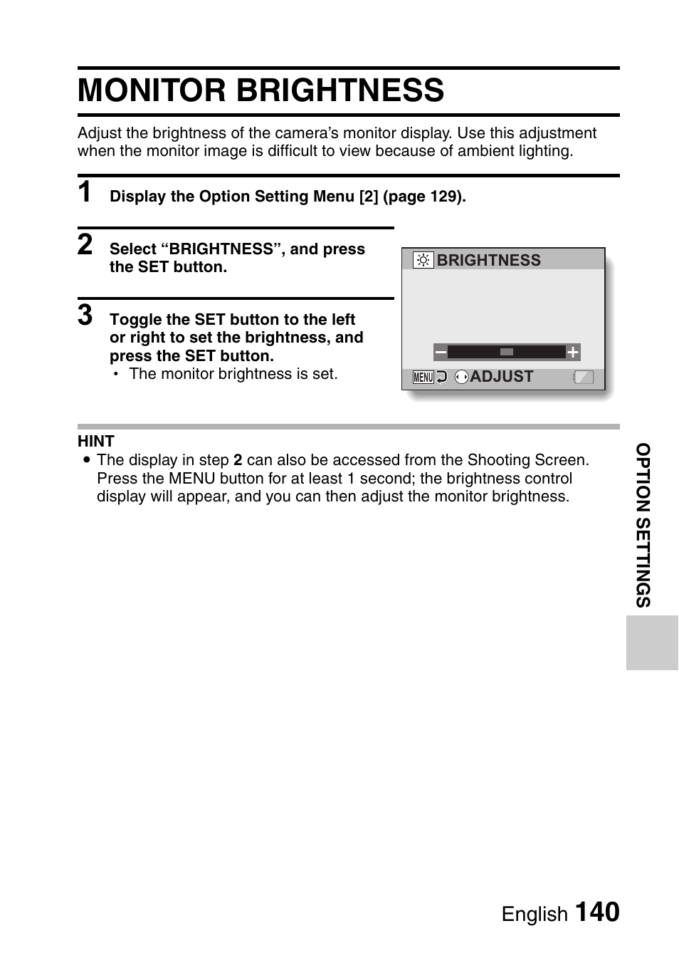 Monitor brightness | Sanyo VPC-CG9EX User Manual | Page 147 / 220