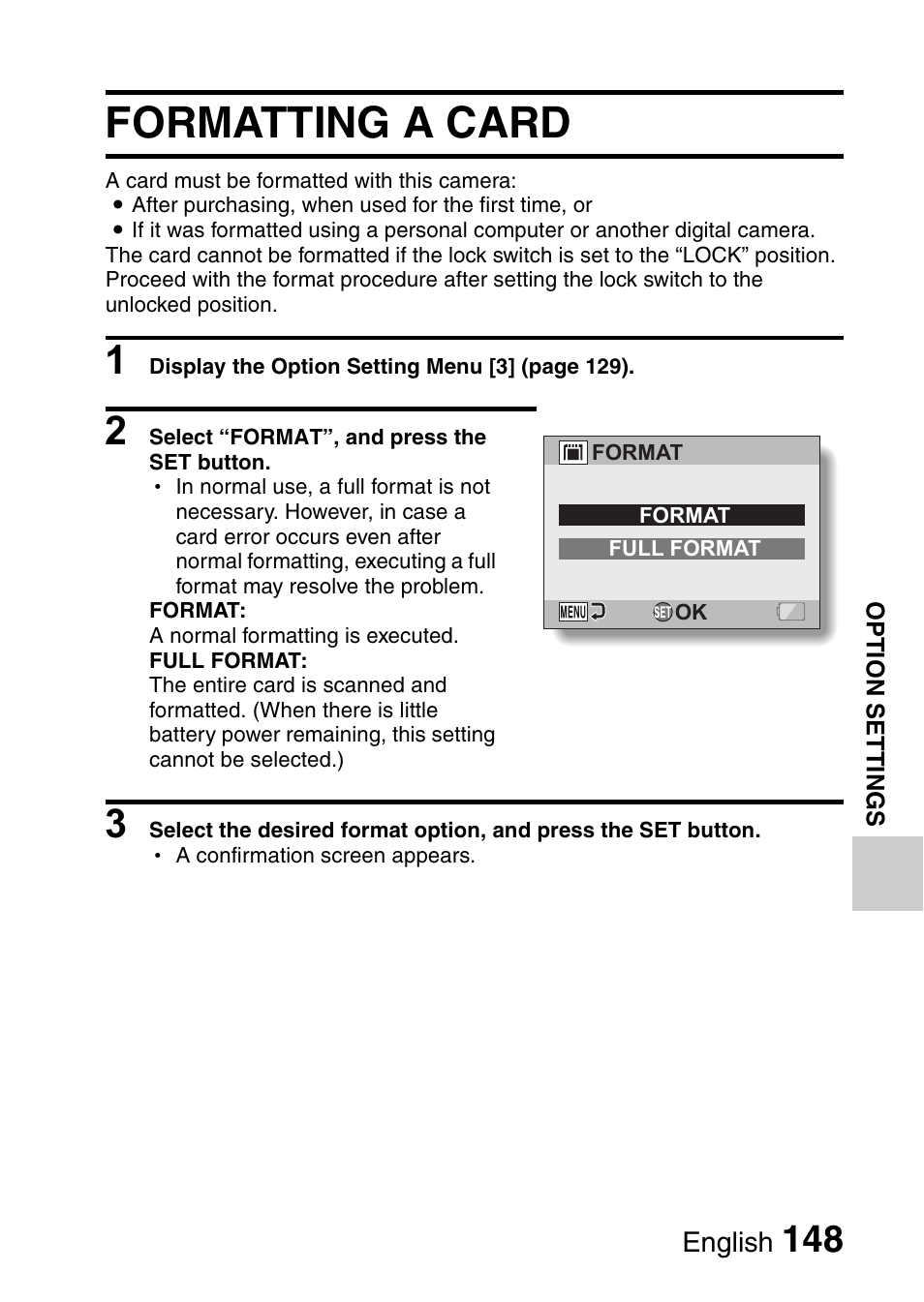 Formatting a card | Sanyo VPC-CG9EX User Manual | Page 155 / 220