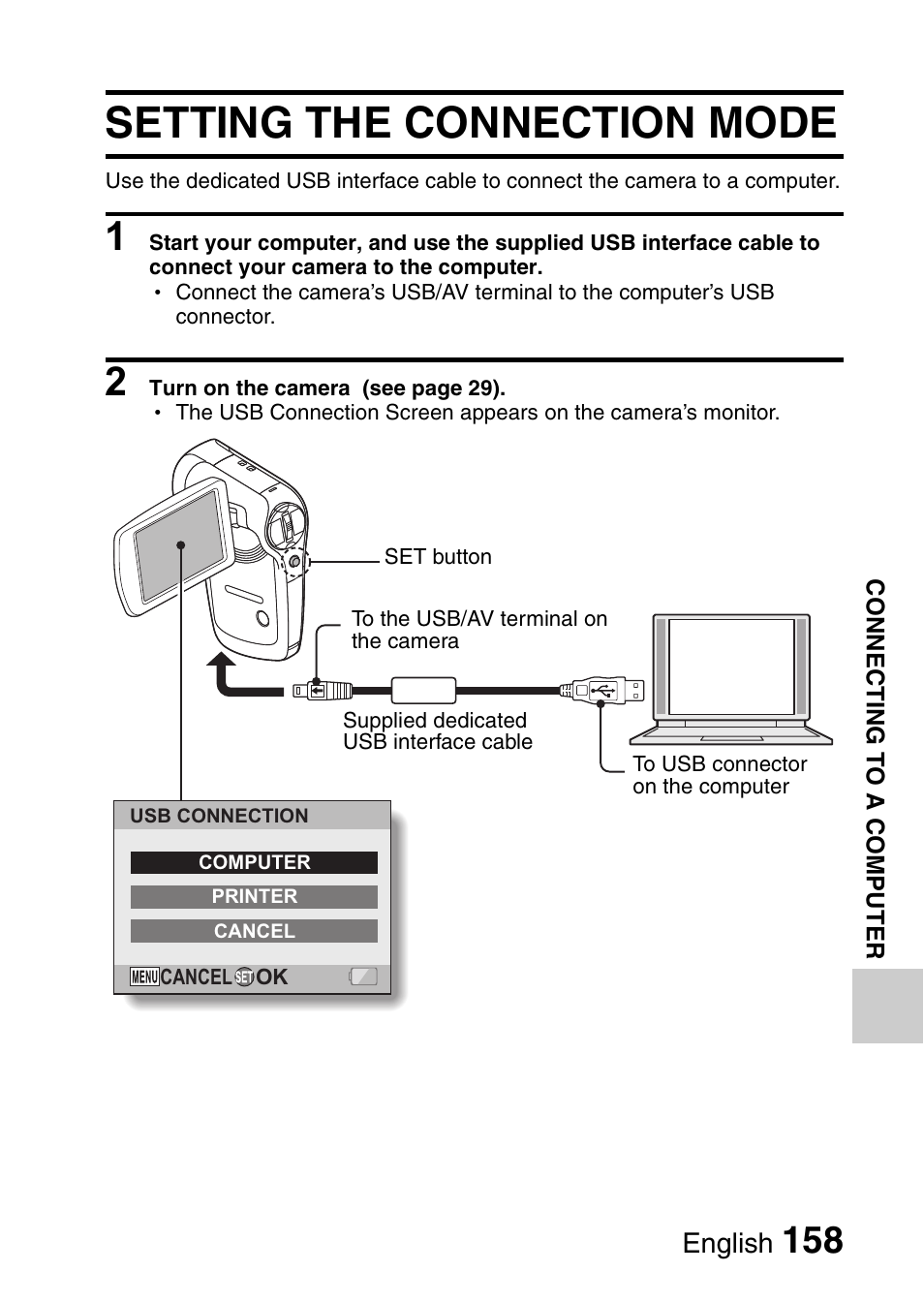 Setting the connection mode | Sanyo VPC-CG9EX User Manual | Page 165 / 220