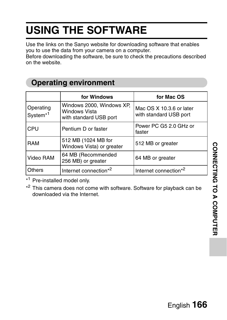 Using the software, Operating environment, English | Sanyo VPC-CG9EX User Manual | Page 173 / 220