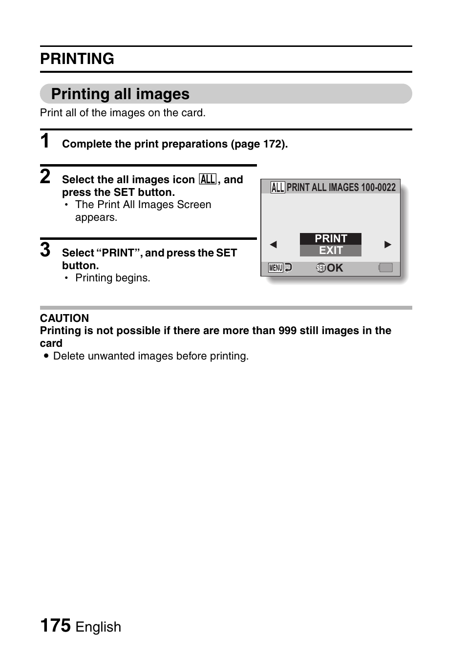 Printing printing all images | Sanyo VPC-CG9EX User Manual | Page 182 / 220