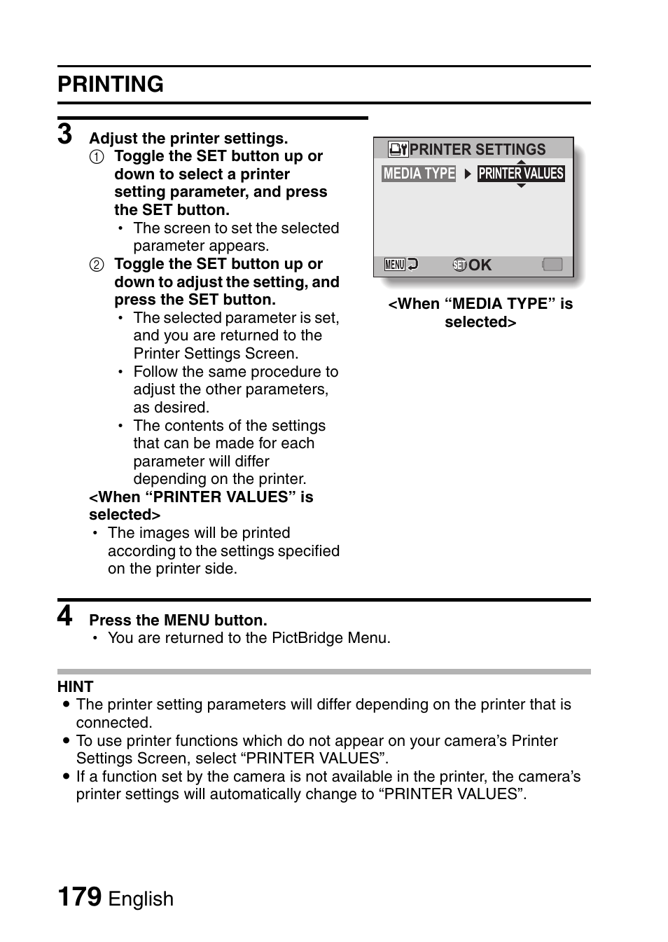 Printing, English | Sanyo VPC-CG9EX User Manual | Page 186 / 220