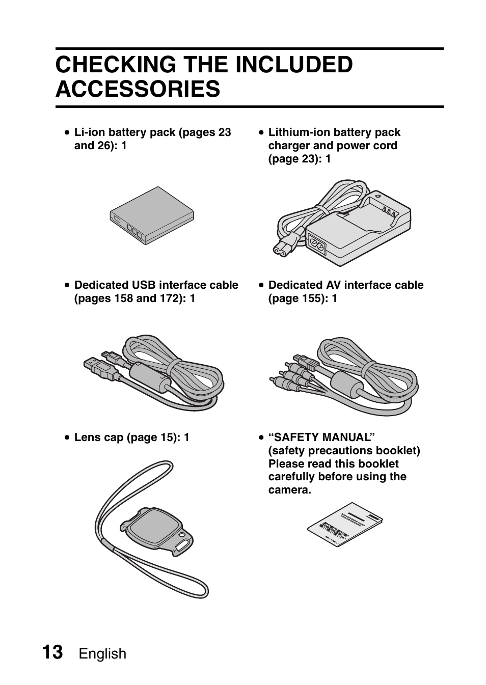 Checking the included accessories, English | Sanyo VPC-CG9EX User Manual | Page 20 / 220