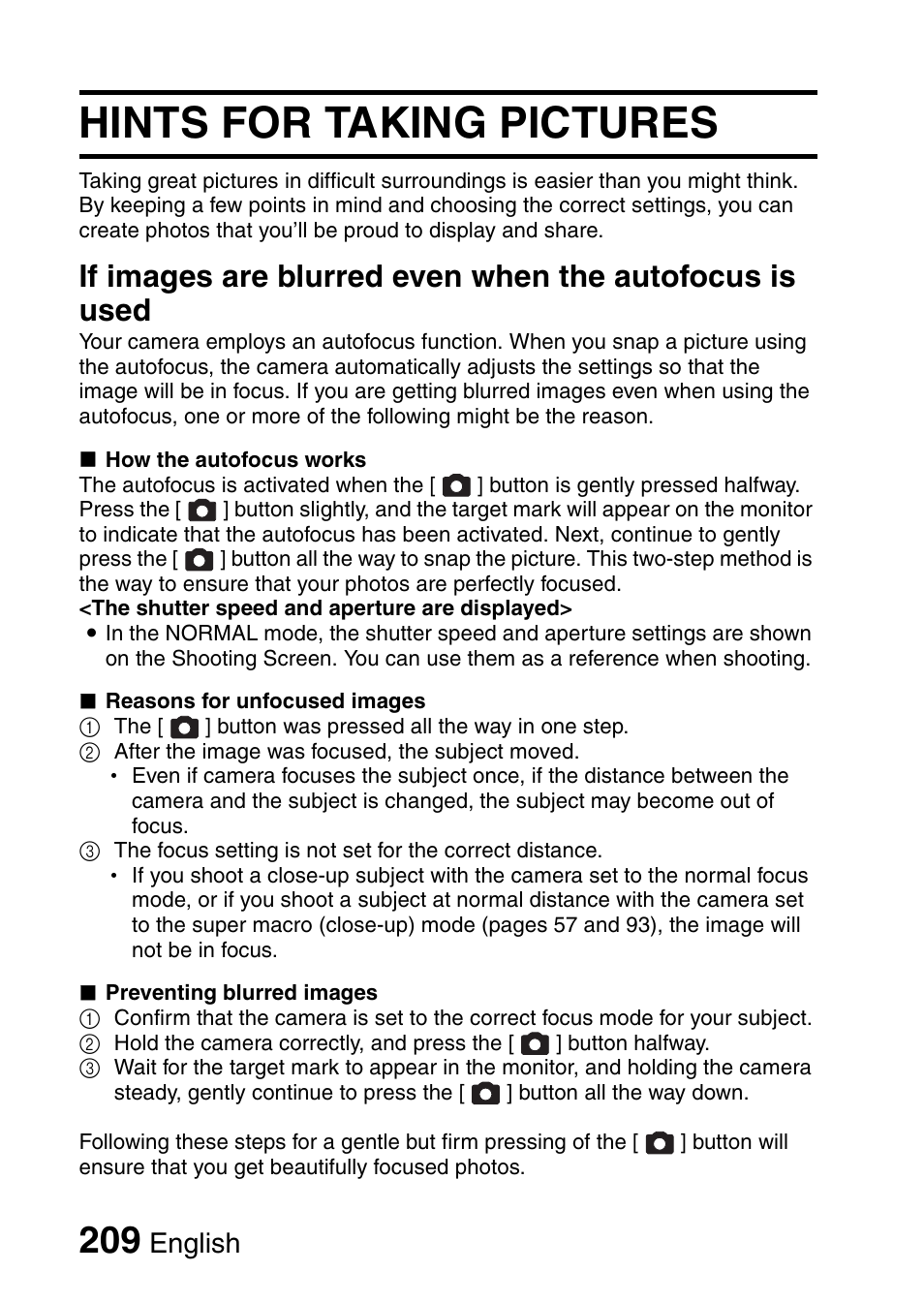 Hints for taking pictures, English | Sanyo VPC-CG9EX User Manual | Page 216 / 220