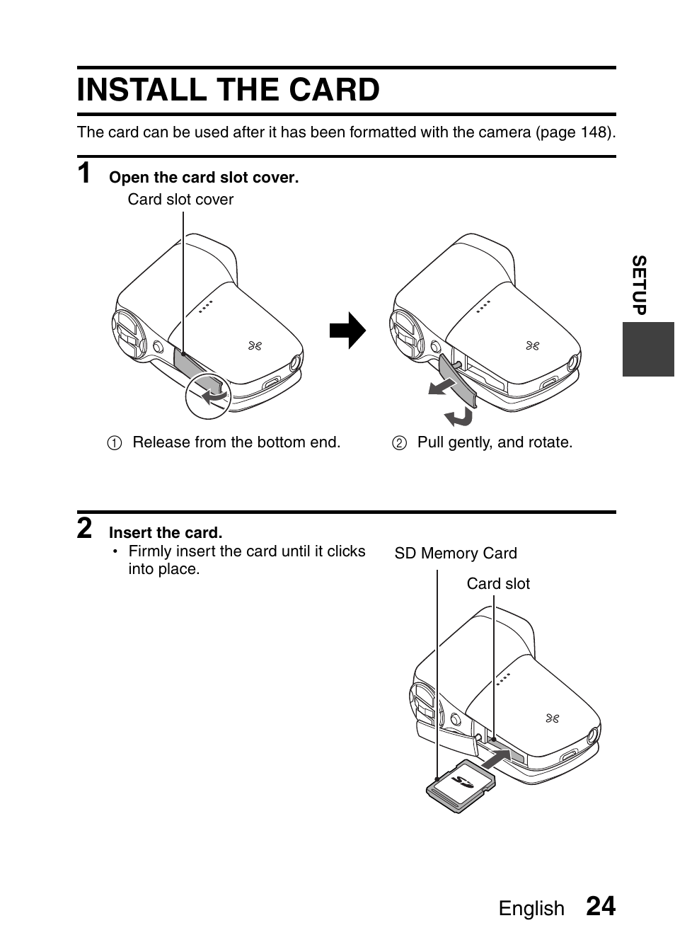 Install the card | Sanyo VPC-CG9EX User Manual | Page 31 / 220