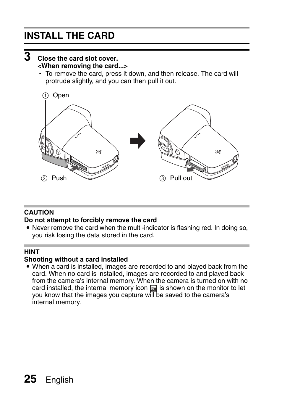 Install the card, English | Sanyo VPC-CG9EX User Manual | Page 32 / 220