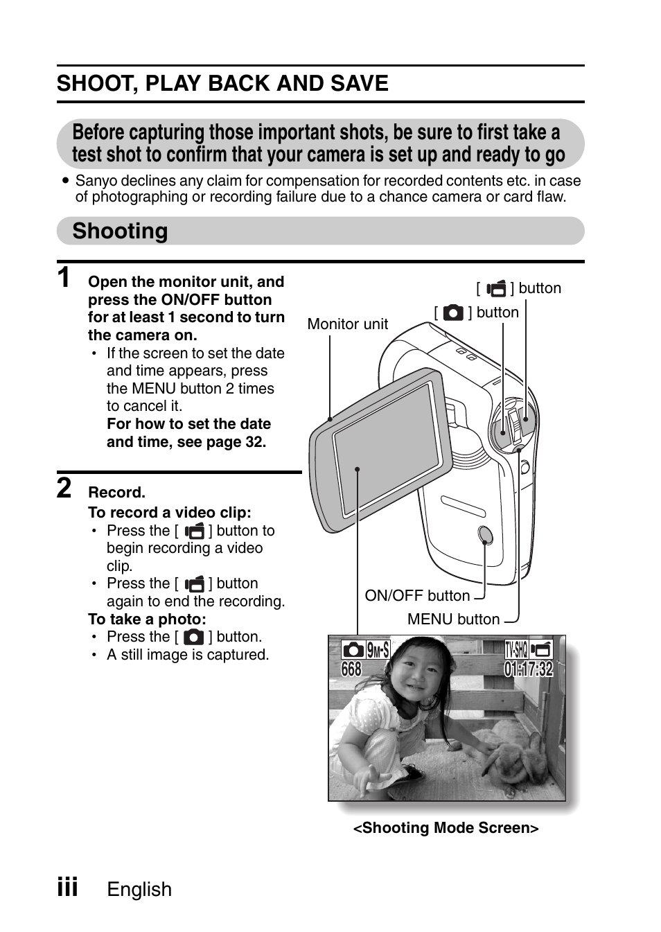 Shooting | Sanyo VPC-CG9EX User Manual | Page 4 / 220