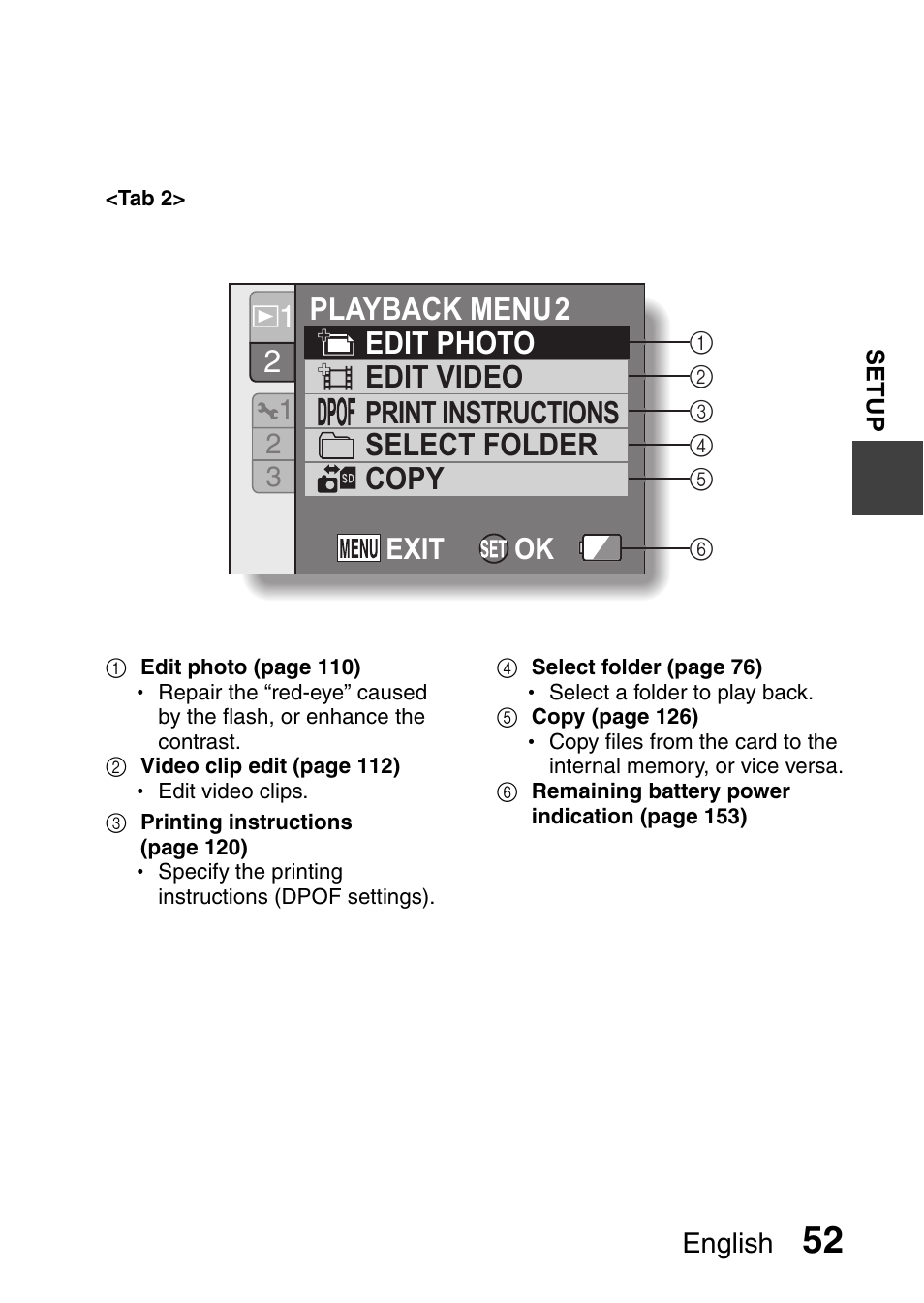 Ok exit | Sanyo VPC-CG9EX User Manual | Page 59 / 220