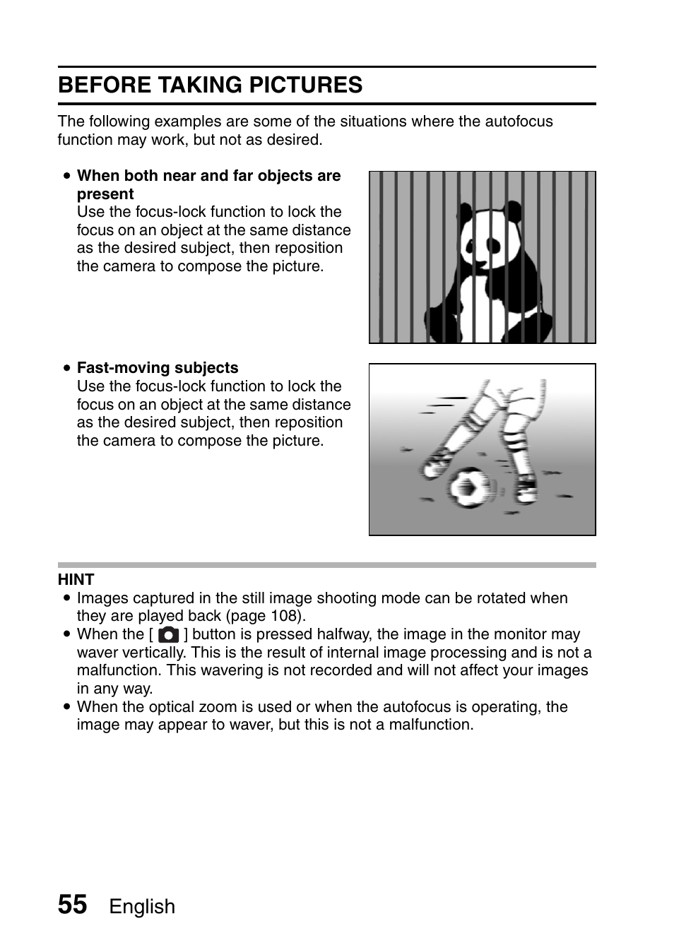 Before taking pictures, English | Sanyo VPC-CG9EX User Manual | Page 62 / 220