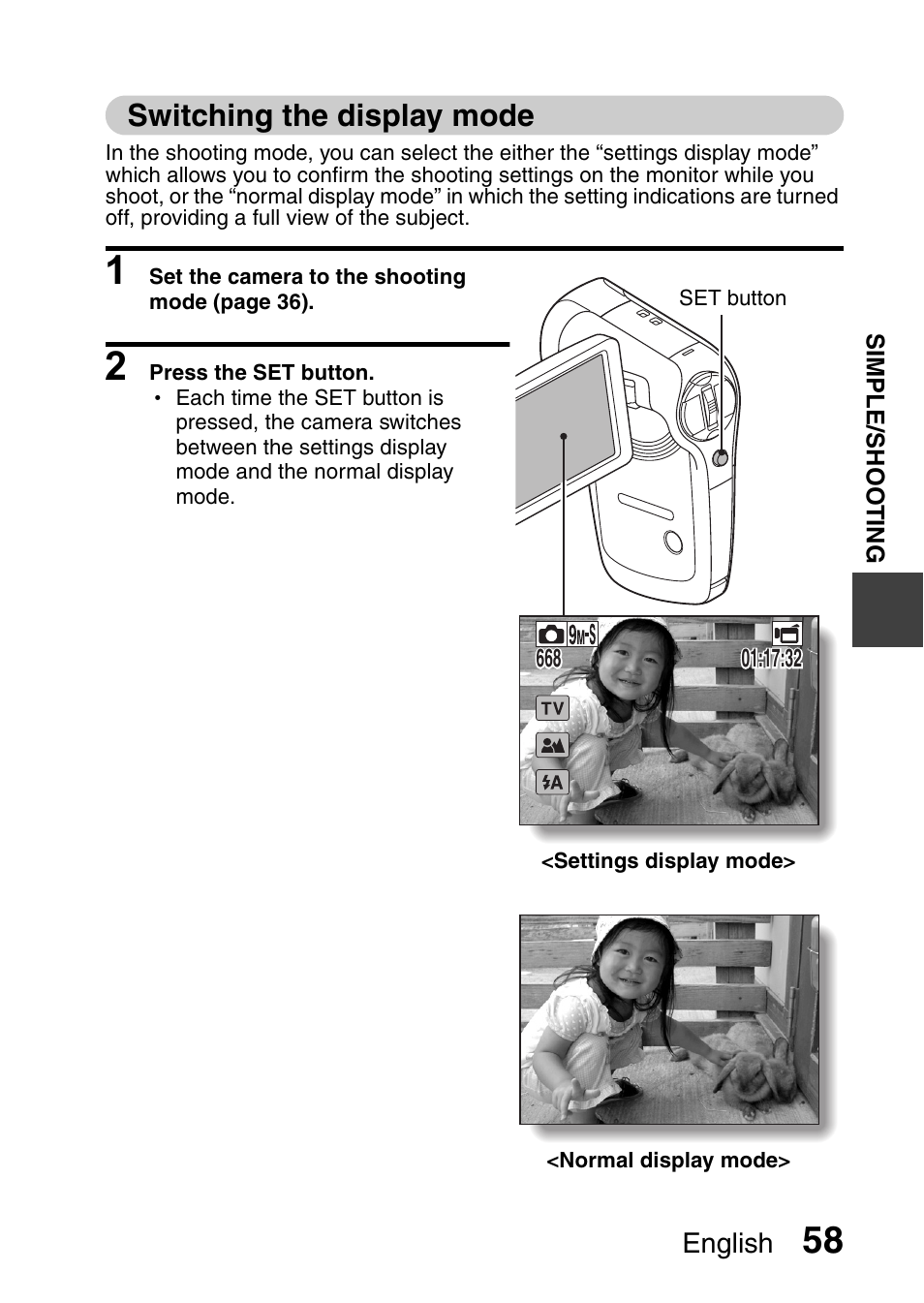 Switching the display mode | Sanyo VPC-CG9EX User Manual | Page 65 / 220