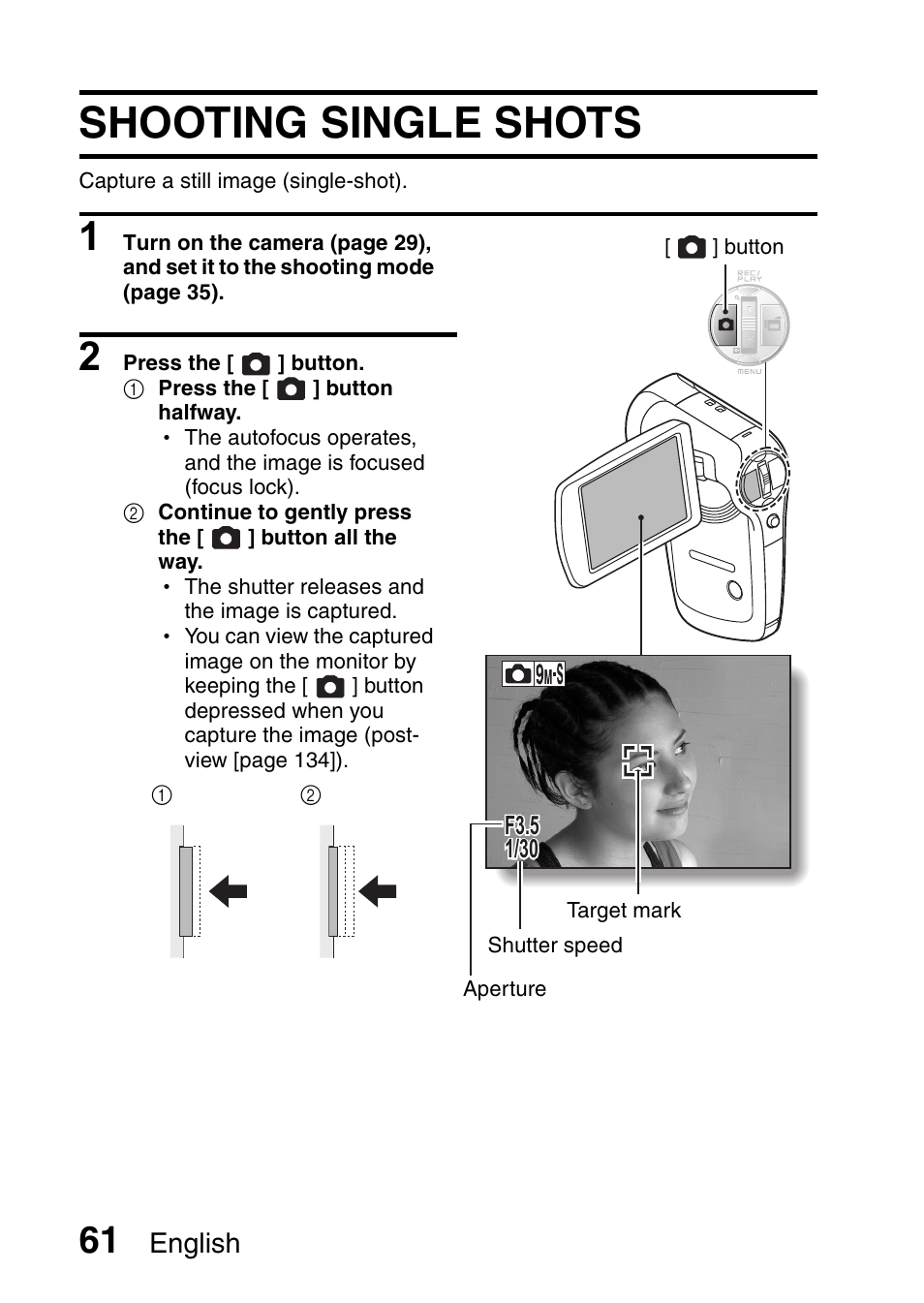 Shooting single shots, English | Sanyo VPC-CG9EX User Manual | Page 68 / 220