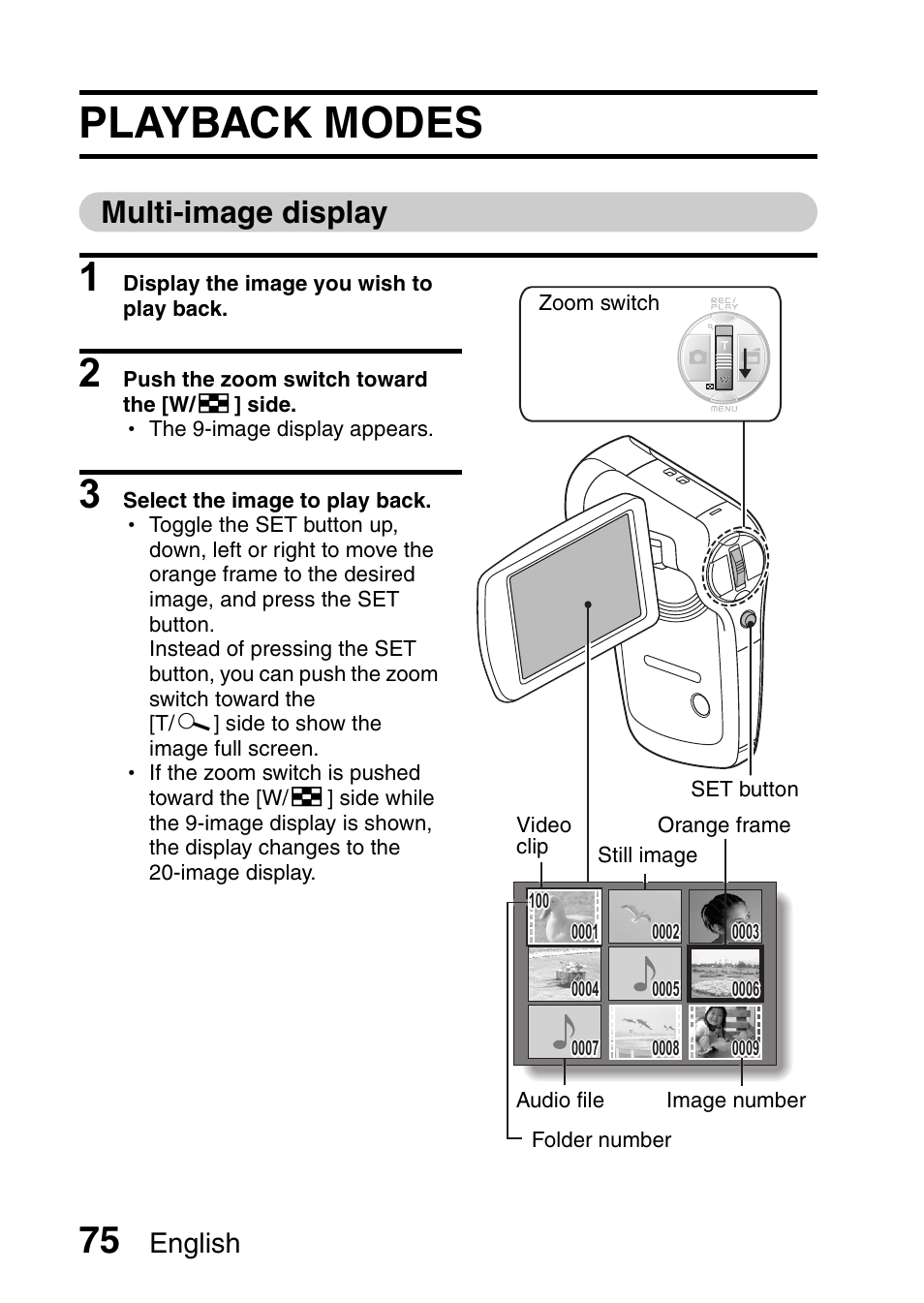 Playback modes, Multi-image display, English | Sanyo VPC-CG9EX User Manual | Page 82 / 220