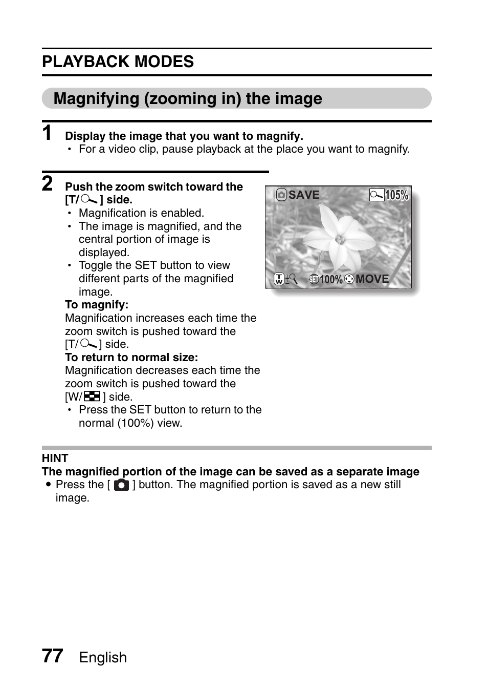 Playback modes magnifying (zooming in) the image | Sanyo VPC-CG9EX User Manual | Page 84 / 220