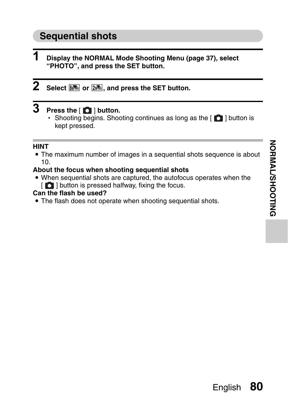 Sequential shots | Sanyo VPC-CG9EX User Manual | Page 87 / 220