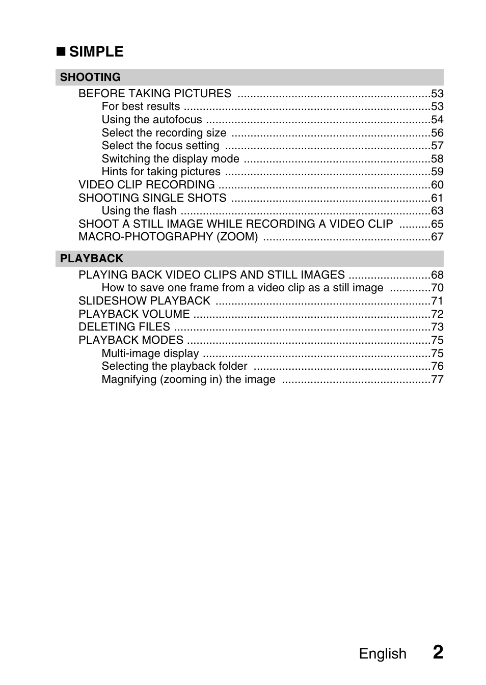 English, Simple | Sanyo VPC-CG9EX User Manual | Page 9 / 220