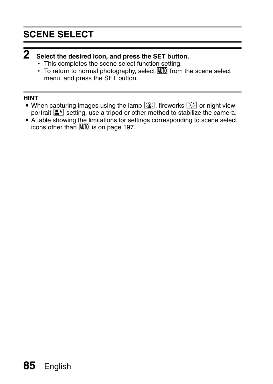 Scene select | Sanyo VPC-CG9EX User Manual | Page 92 / 220