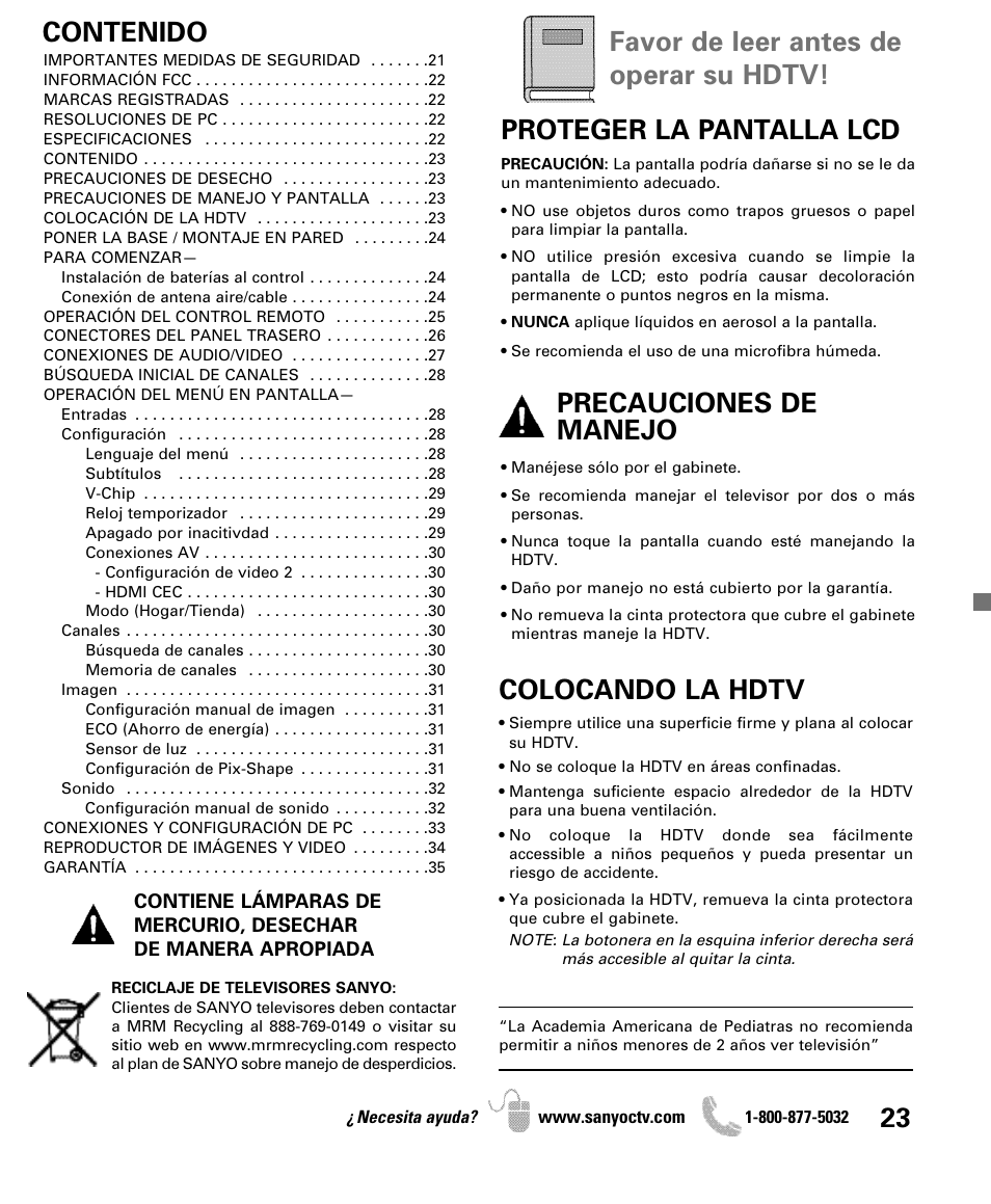 Sanyo iP SERIES INTERNET READY HDTV DP42861 User Manual | Page 23 / 36