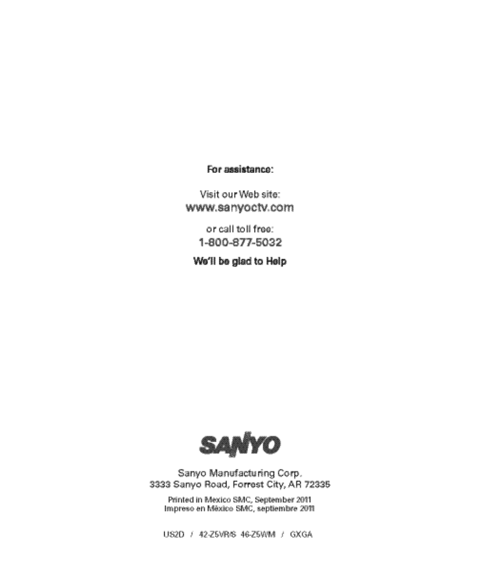 Sanyo iP SERIES INTERNET READY HDTV DP42861 User Manual | Page 36 / 36