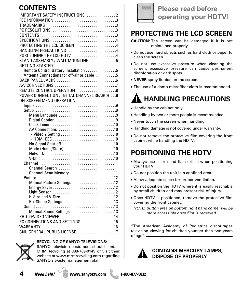 Sanyo iP SERIES INTERNET READY HDTV DP42861 User Manual | Page 4 / 36