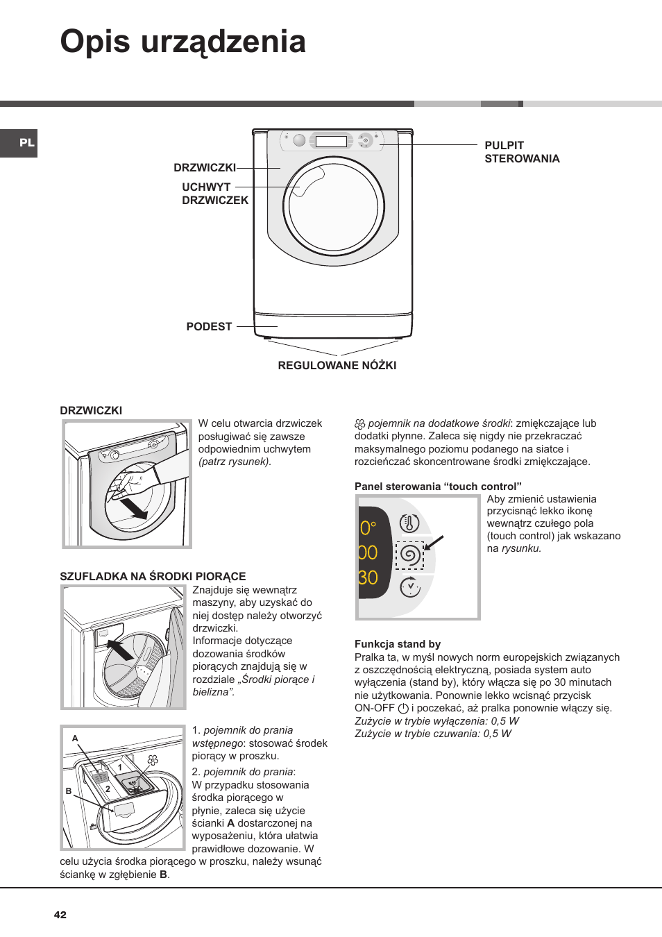 Opis urządzenia | Hotpoint Ariston AQ113D 697 User Manual | Page 42 / 72