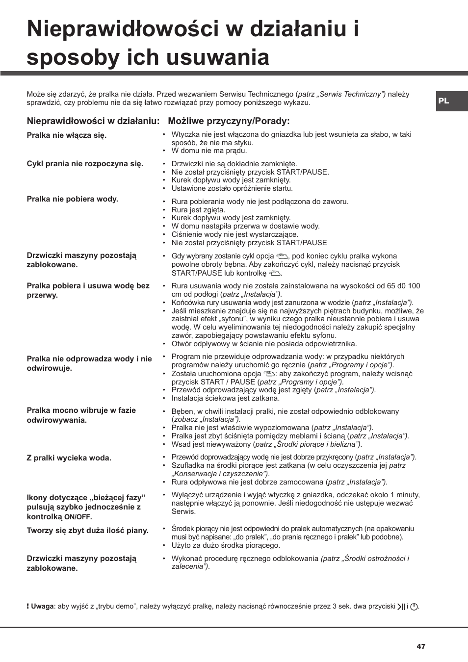 Hotpoint Ariston AQ113D 697 User Manual | Page 47 / 72