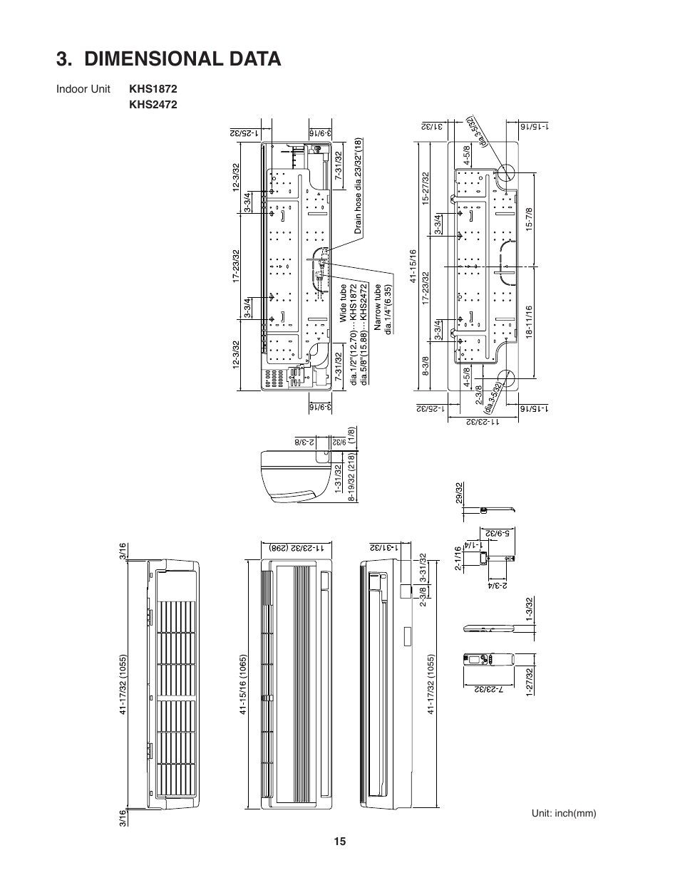 Dimensional data | Sanyo KHS2472 User Manual | Page 15 / 111