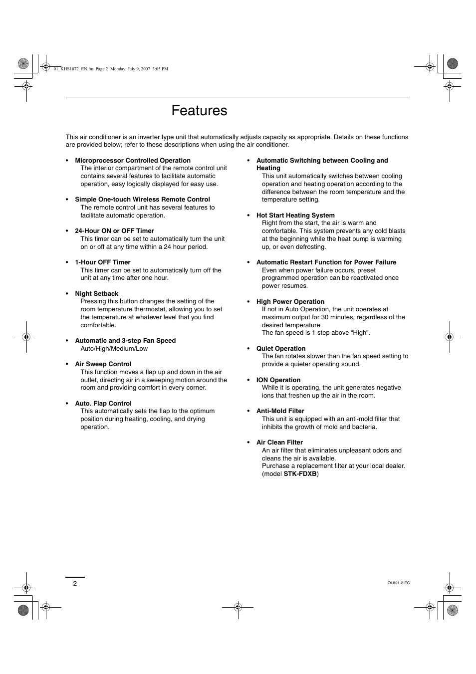 Khs1872 en, Features | Sanyo KHS2472 User Manual | Page 62 / 111