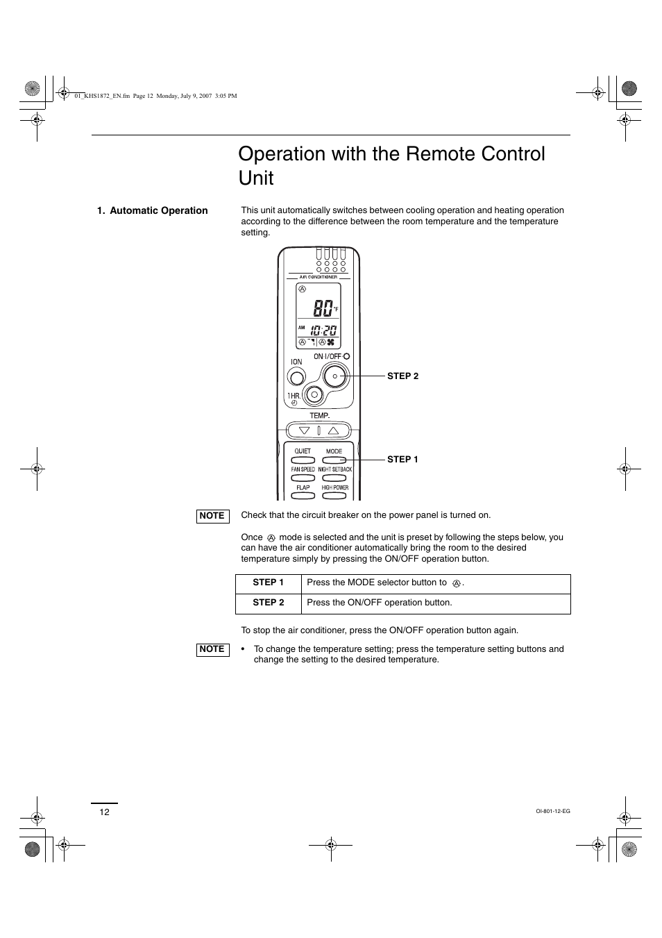 Operation with the remote control unit | Sanyo KHS2472 User Manual | Page 72 / 111