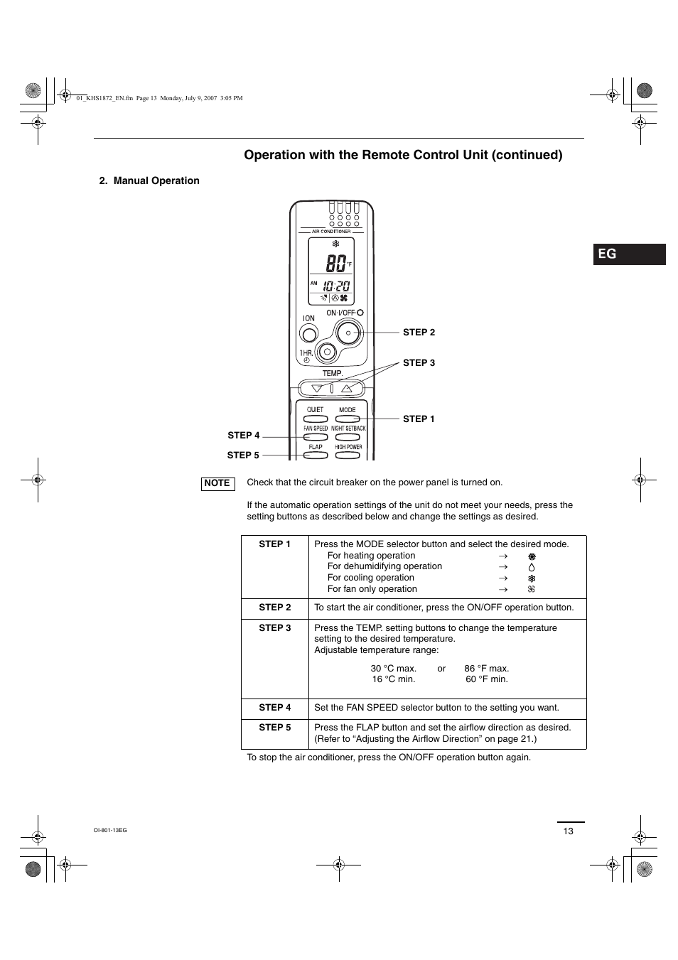 Operation with the remote control unit (continued) | Sanyo KHS2472 User Manual | Page 73 / 111