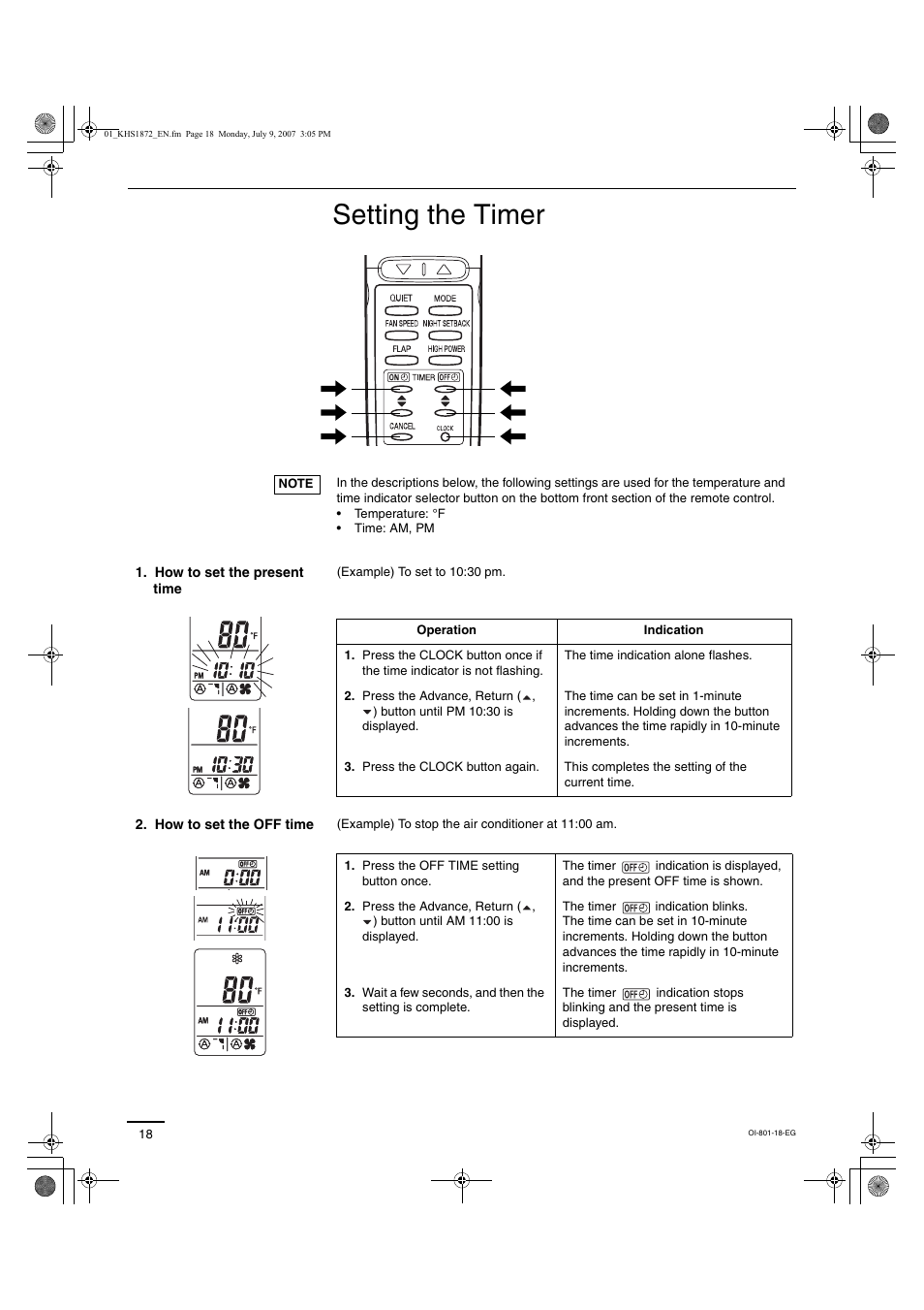 Setting the timer | Sanyo KHS2472 User Manual | Page 78 / 111