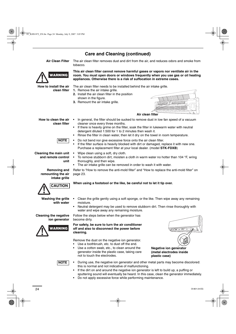 Care and cleaning (continued) | Sanyo KHS2472 User Manual | Page 84 / 111