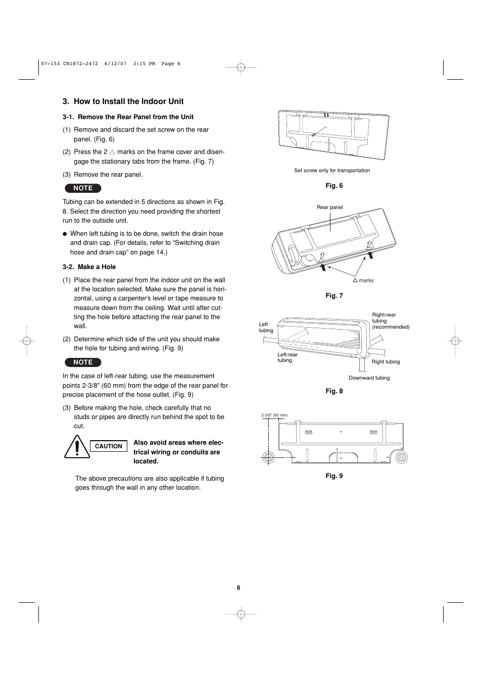 How to install the indoor unit | Sanyo KHS2472 User Manual | Page 92 / 111