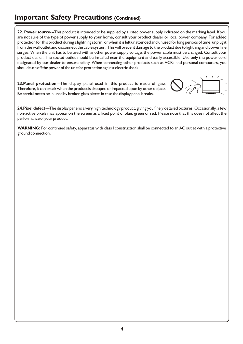 页面 6, Important safety precautions | Sanyo AVL472 User Manual | Page 6 / 36