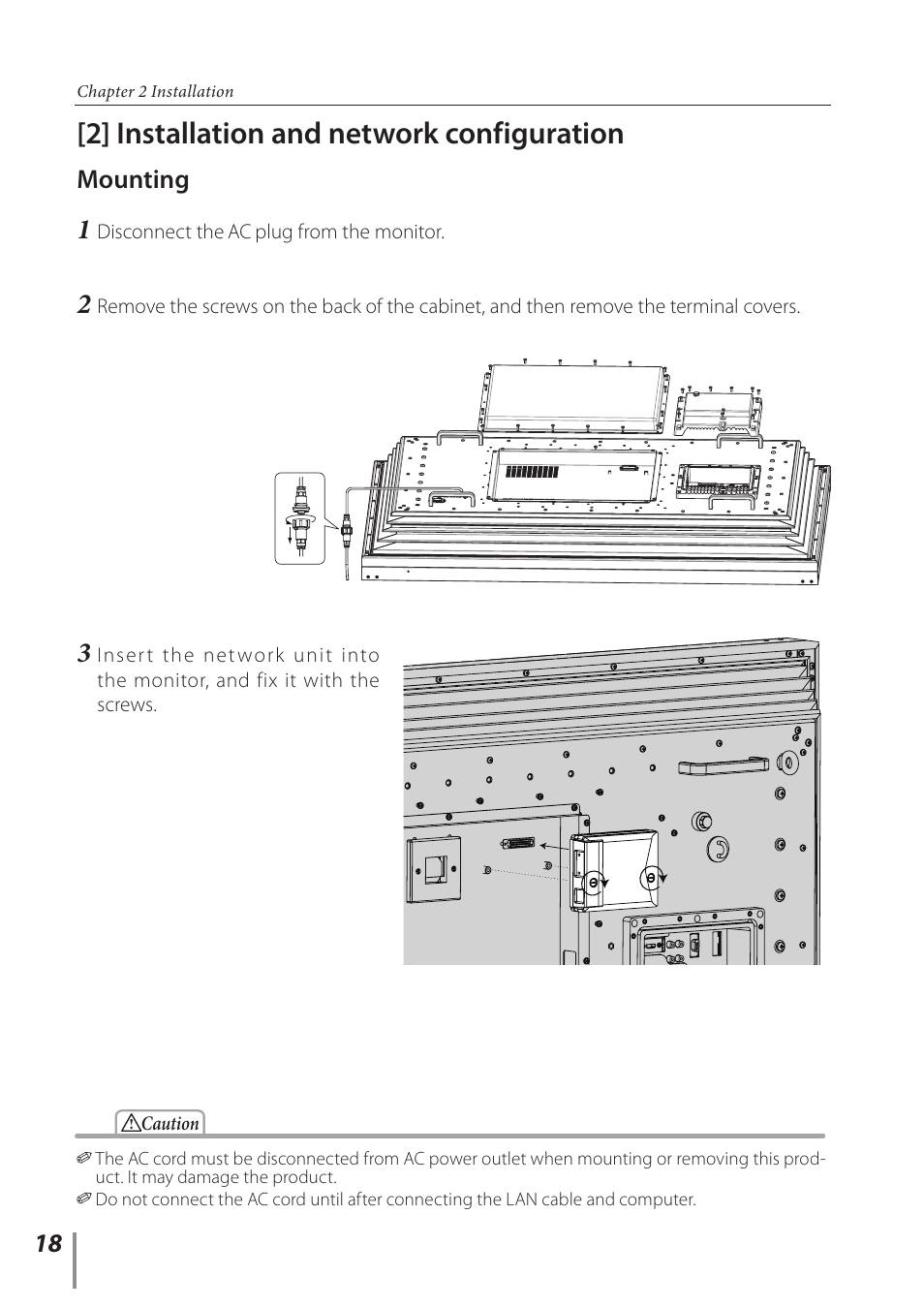 2] installation and network configuration, Mounting | Sanyo PJ-Net Organizer Plus POA-LN02 User Manual | Page 18 / 116